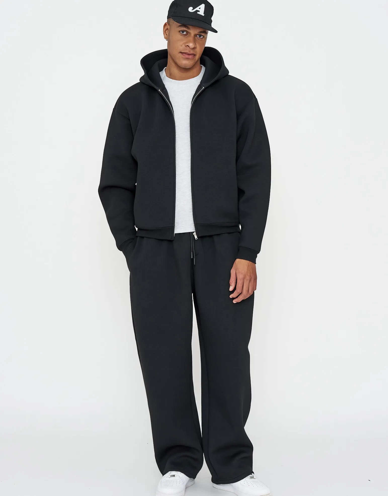 Scuba Wide Leg Track Pants in Grey Marl