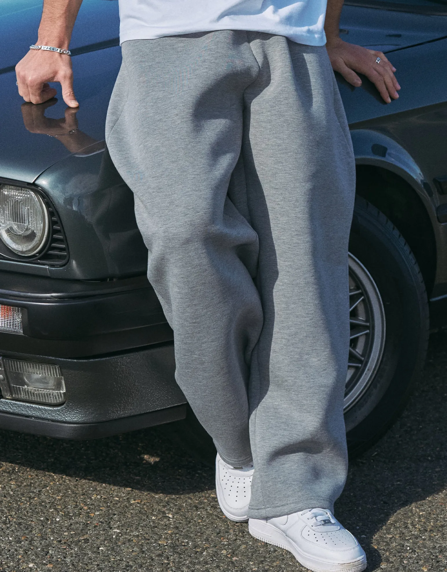 Scuba Wide Leg Track Pants in Grey Marl