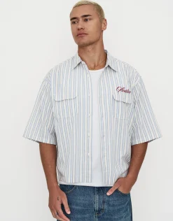 Sicilia Cropped Short Sleeve Shirt in Off White