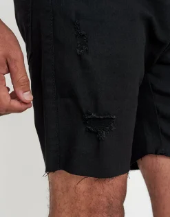 Skinny Rip Denim Shorts in Snow Wash
