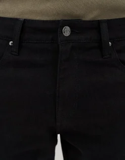 Skinny Rip Denim Shorts in Solid Black