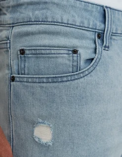 Skinny Rip Denim Shorts in Solid Black