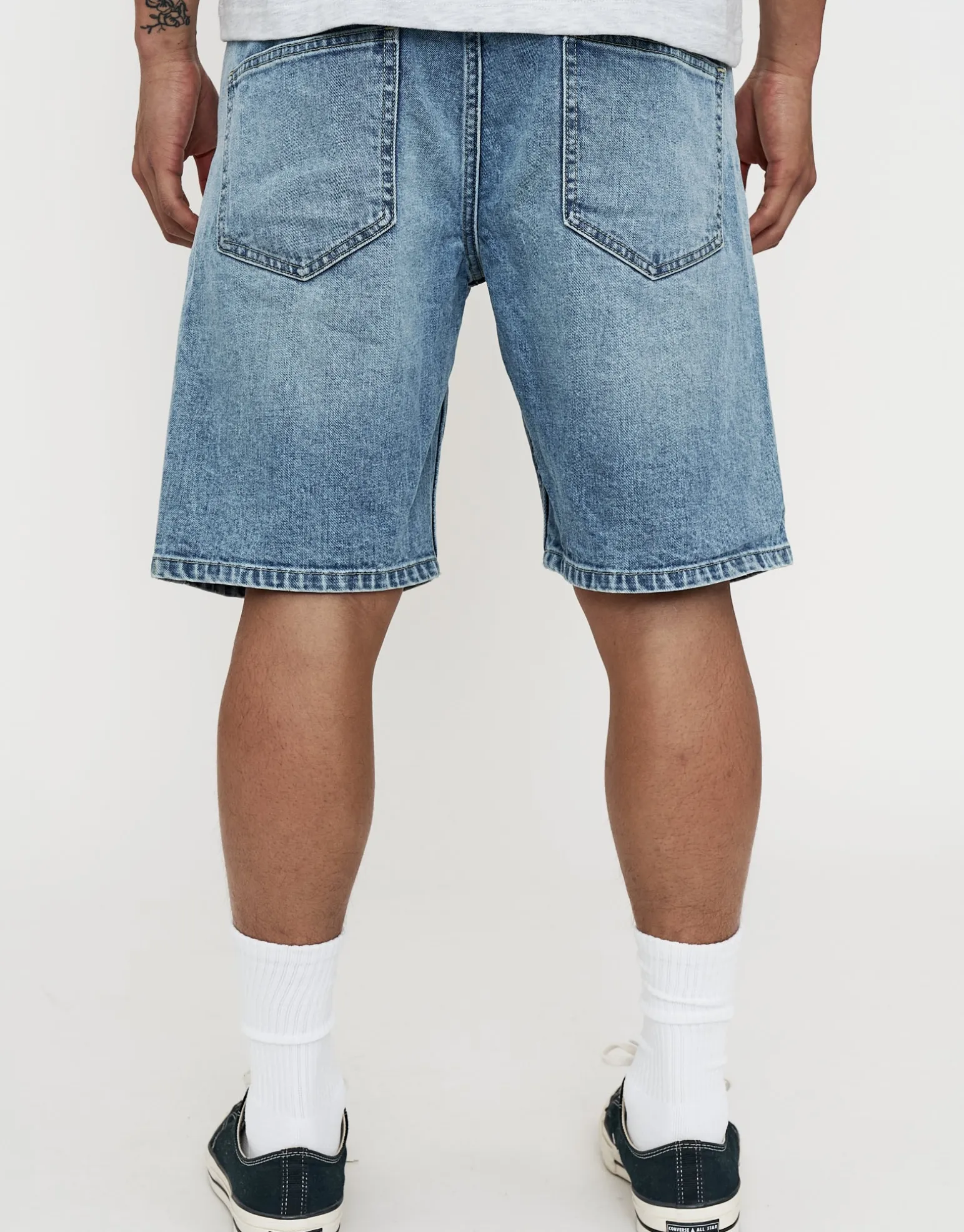 Slim Denim Shorts in Cloud White