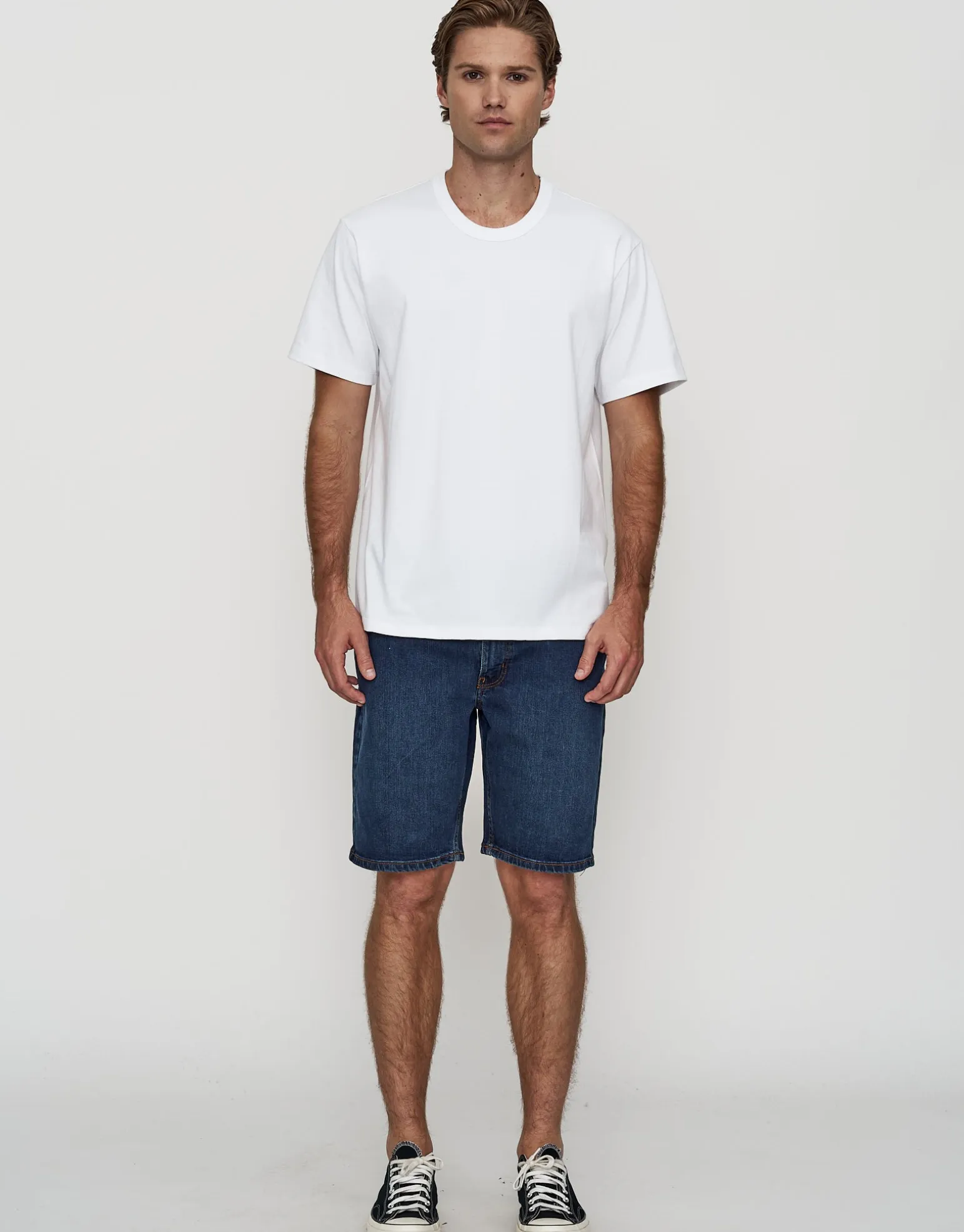 Slim Denim Shorts in Cloud White
