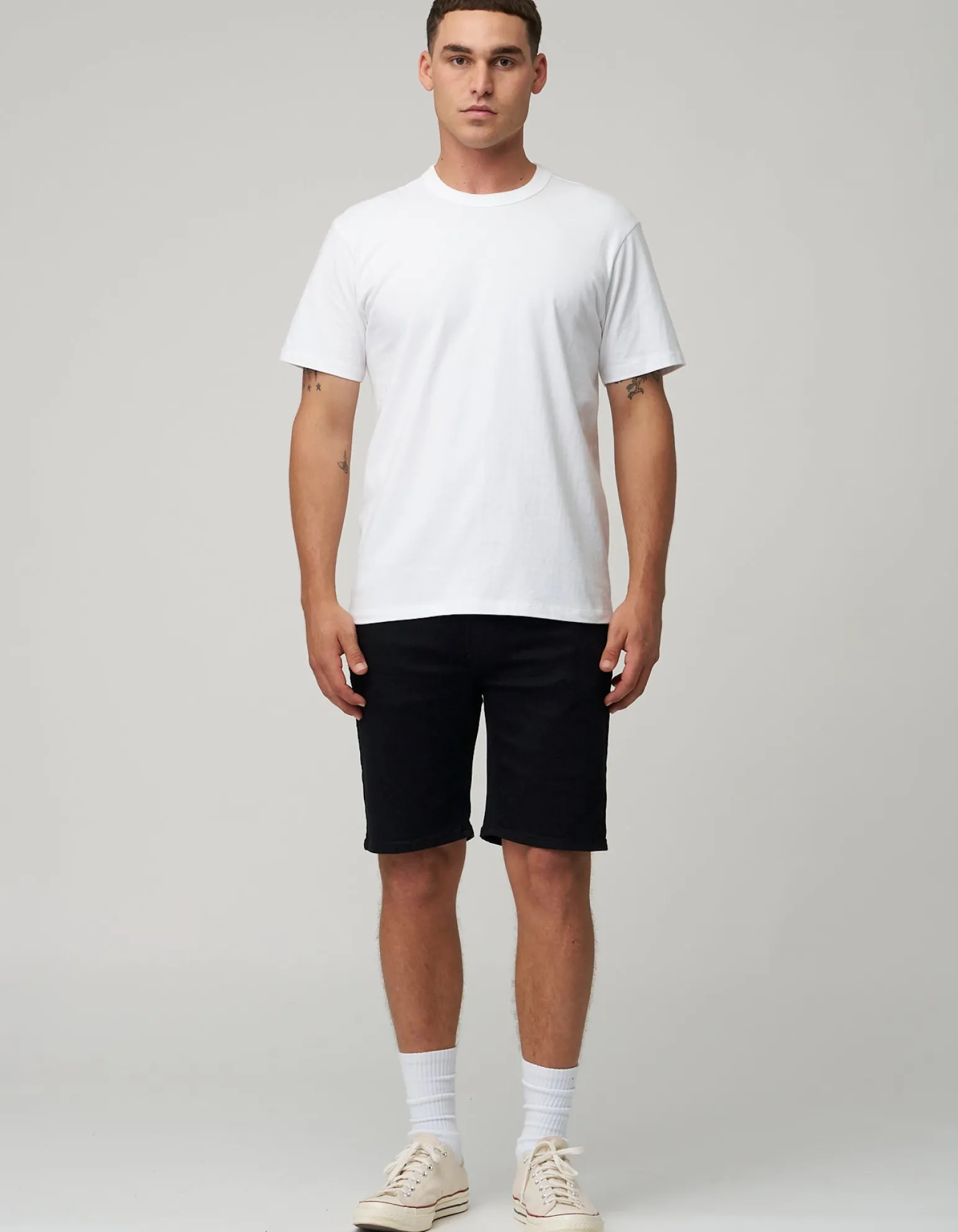 Slim Denim Shorts in Cloud White