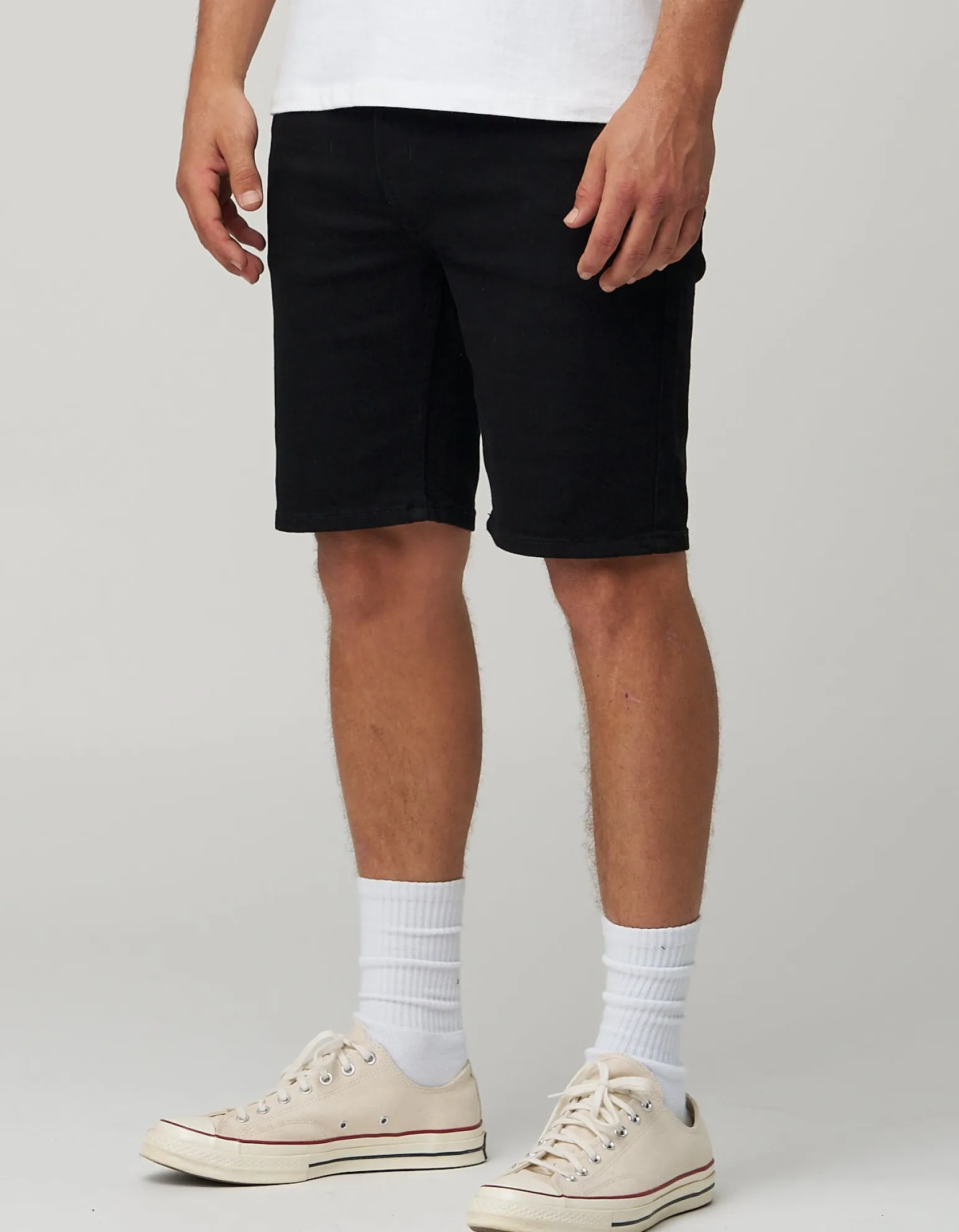 Slim Denim Shorts in Cloud White
