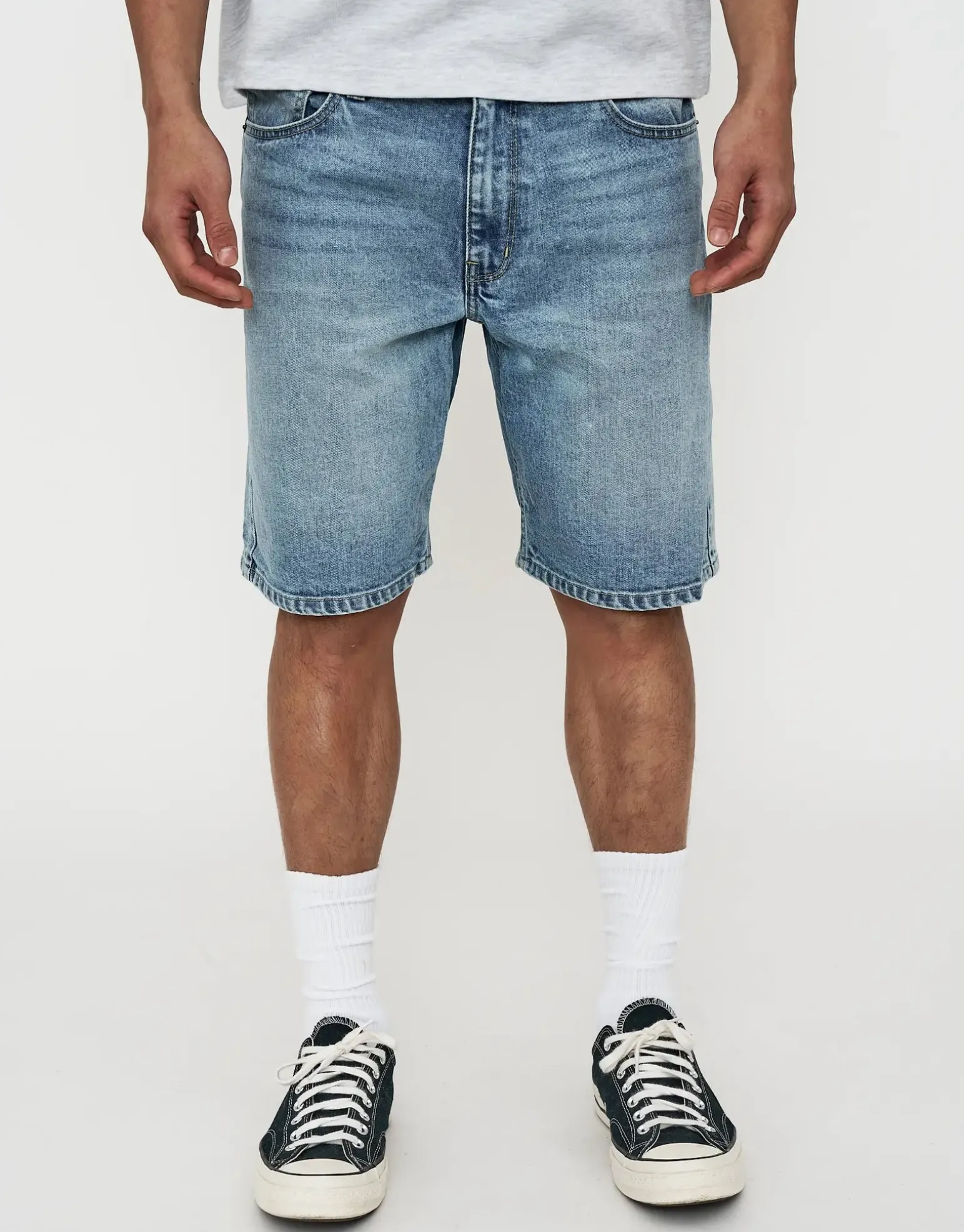 Slim Denim Shorts in Cloud White