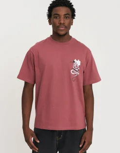 Snake Print Relaxed Fit T Shirt in Dusty Pink