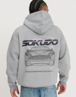 Sokudo Oversized Hoodie in Alloy Grey