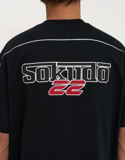 Sokudo Piped Box Tee in Black