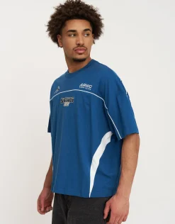 Sokudo Piped Box Tee in Oil Blue