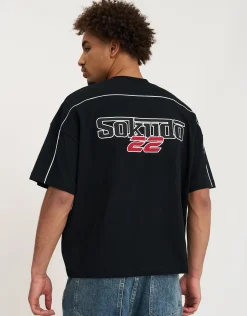 Sokudo Piped Box Tee in Oil Blue