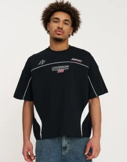 Sokudo Piped Box Tee in Oil Blue