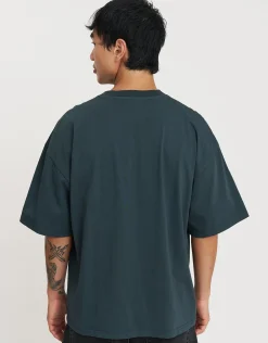 Spider Web Box Fit T Shirt in Pine Green