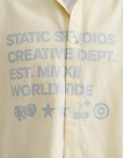 Stacked Stactic Printed Short Sleeve Shirt in Yellow/white