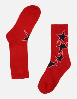 Star Crew Socks in Red