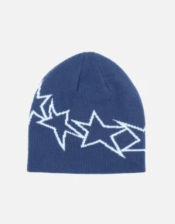 Stars Skull Beanie in Dark Denim