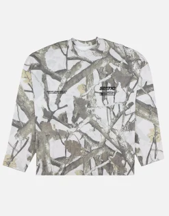 Static Camo Oversized Long Sleeve T Shirt in Grey Camo