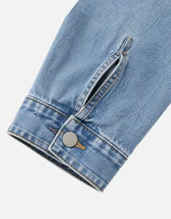 Static Denim Zip Up Overshirt in Denim