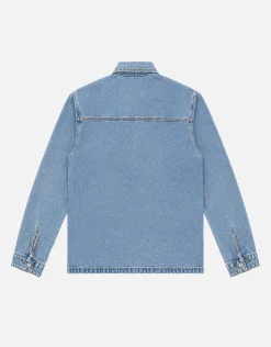 Static Denim Zip Up Overshirt in Denim