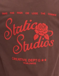 Static Studios Rose Box Fit T Shirt in Bitter Brown