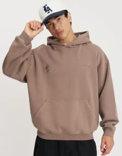 Static Supply Applique Pullover Hoodie in Wood Smoke
