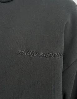 Static Supply Applique Pullover Hoodie in Wood Smoke