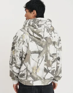 Static Supply Applique Zip Up Hoodie in Grey Camo