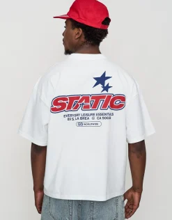 Static Supply Camo Box Fit T Shirt in Blanc