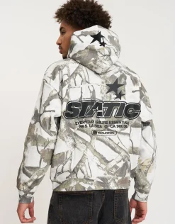 Static Supply Camo Oversized Hoodie in Grey Camo