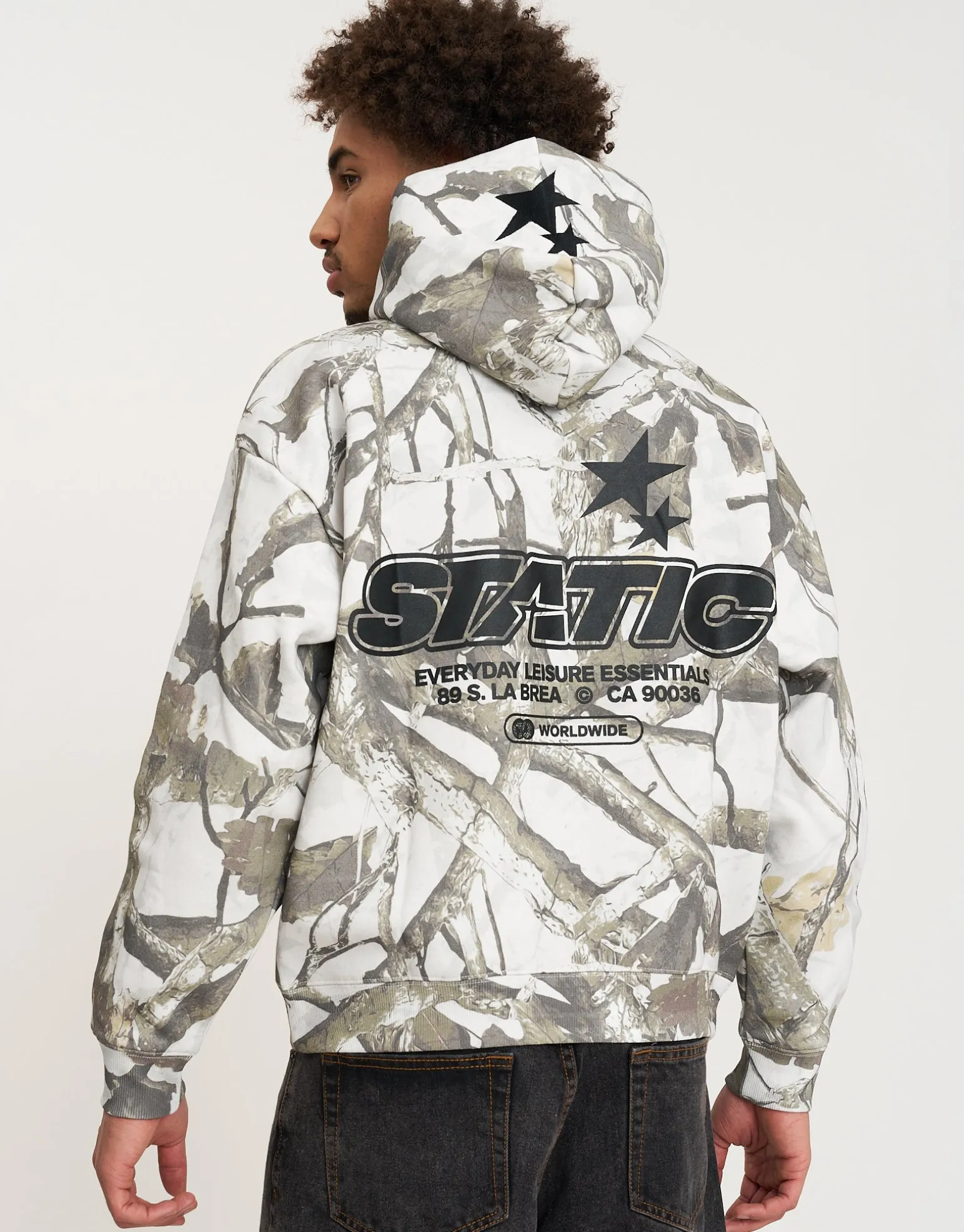 Static Supply Camo Oversized Hoodie in Grey Camo