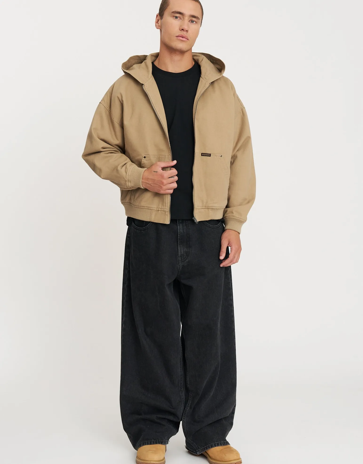 Static Supply Oversized Hooded Jacket in Grey Camo