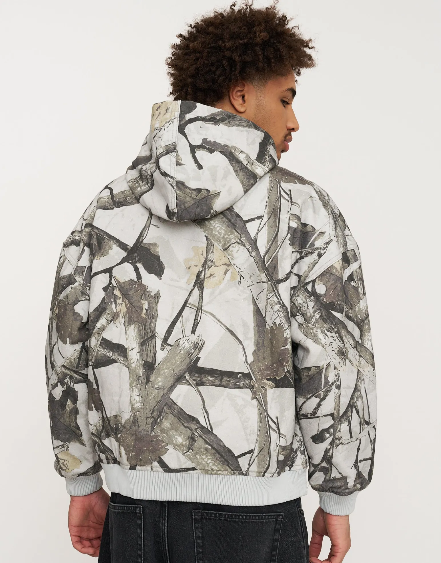 Static Supply Oversized Hooded Jacket in Grey Camo