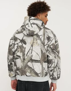 Static Supply Oversized Hooded Jacket in Washed Black