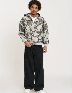 Static Supply Oversized Hooded Jacket in Washed Black