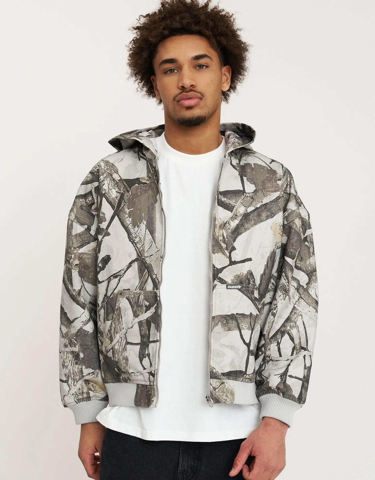 Static Supply Oversized Hooded Jacket in Tan