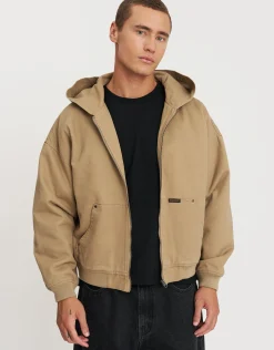 Static Supply Oversized Hooded Jacket in Tan