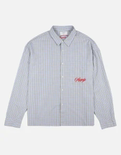 Static Supply Raw Check Long Sleeve Shirt in Blue/brown