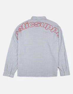 Static Supply Raw Check Long Sleeve Shirt in Blue/brown