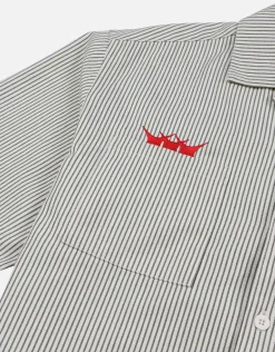 Static Supply Striped Cropped Short Sleeve Shirt in Grey/white