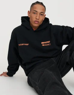 Static Worldwide Oversized Hoodie in Black