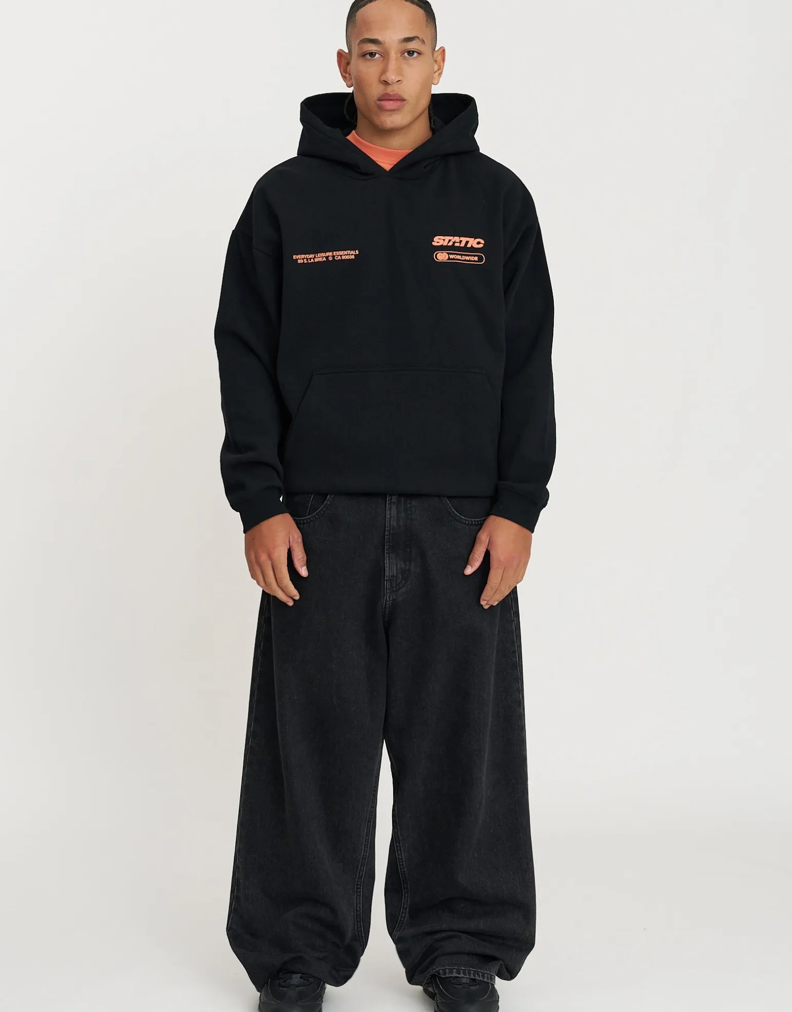 Static Worldwide Oversized Hoodie in Black