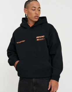 Static Worldwide Oversized Hoodie in Black