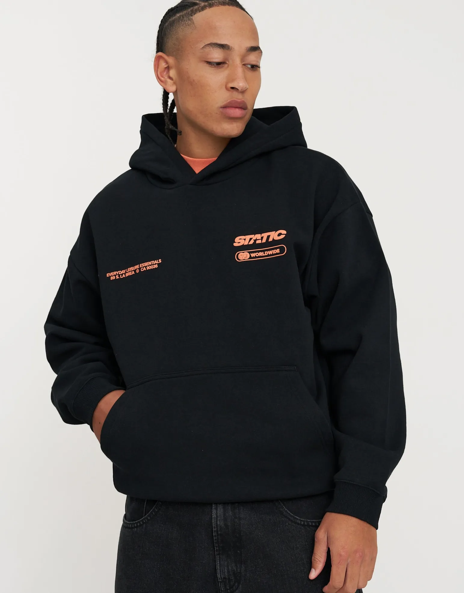 Static Worldwide Oversized Hoodie in Black
