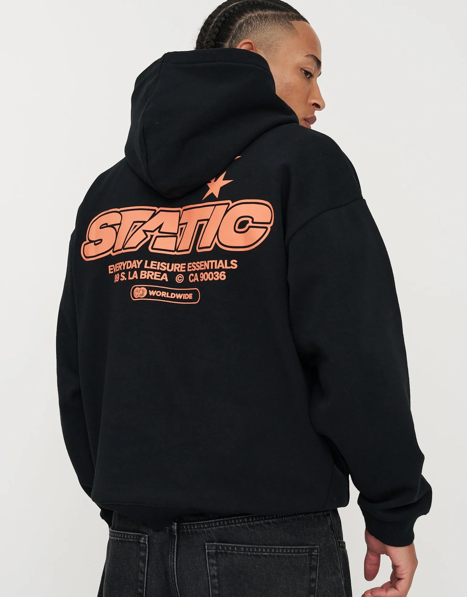 Static Worldwide Oversized Hoodie in Black