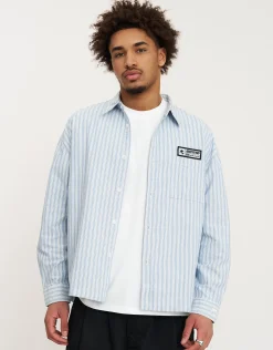 Static Worldwide Striped Long Sleeve Shirt in Blue/white