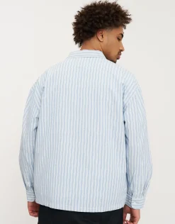 Static Worldwide Striped Long Sleeve Shirt in Blue/white