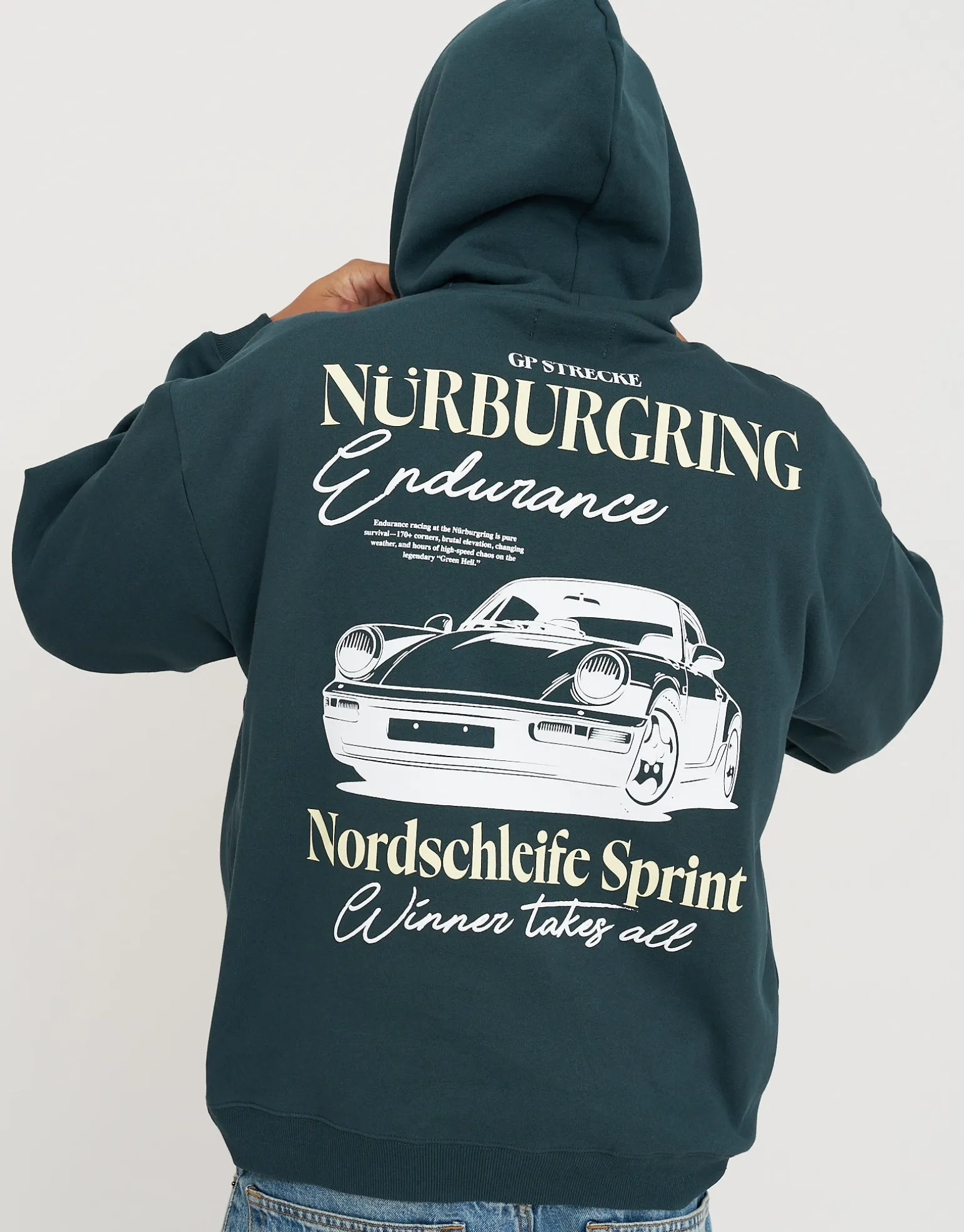 Strecke Car Oversized Hoodie in Pine Green