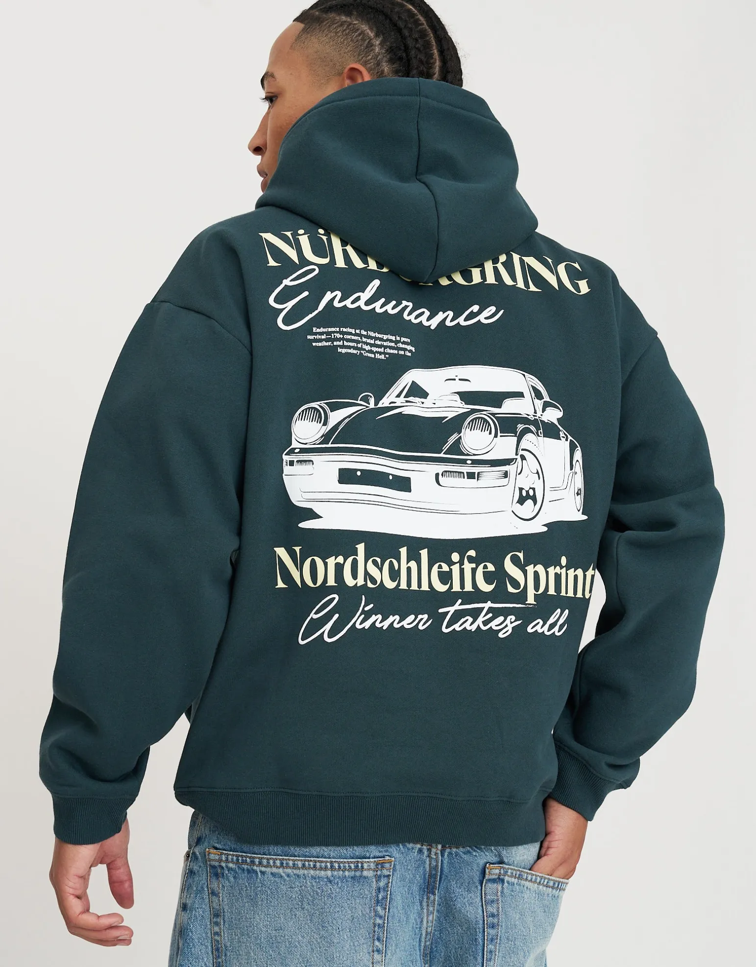Strecke Car Oversized Hoodie in Pine Green