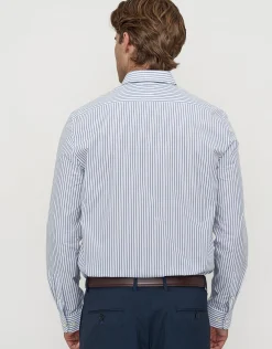 Striped Long Sleeve Dress Shirt in White/blue
